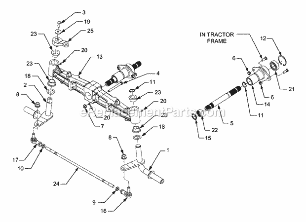 Front Axle Diagram and Parts List for GT3204 14A-671-710 Cub Cadet Lawn Tractor